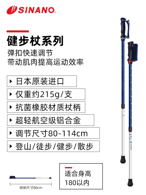 日本進口SINANO戶外健步杖-海軍藍色-